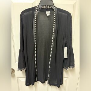 Chico's Black and White Trim Cardigan